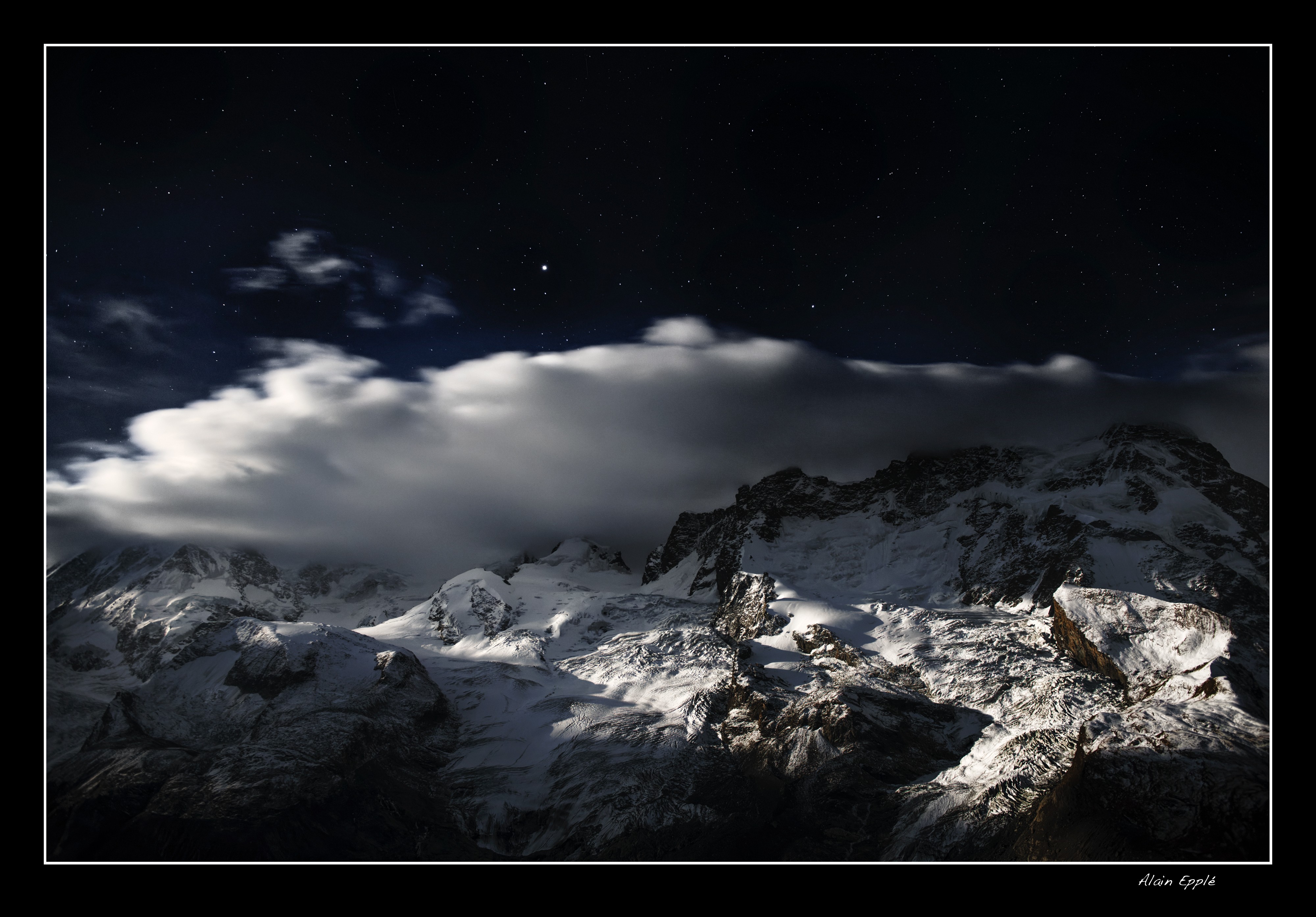 Pleine lune sur le Breithorn et Castor et Pollux - CH67